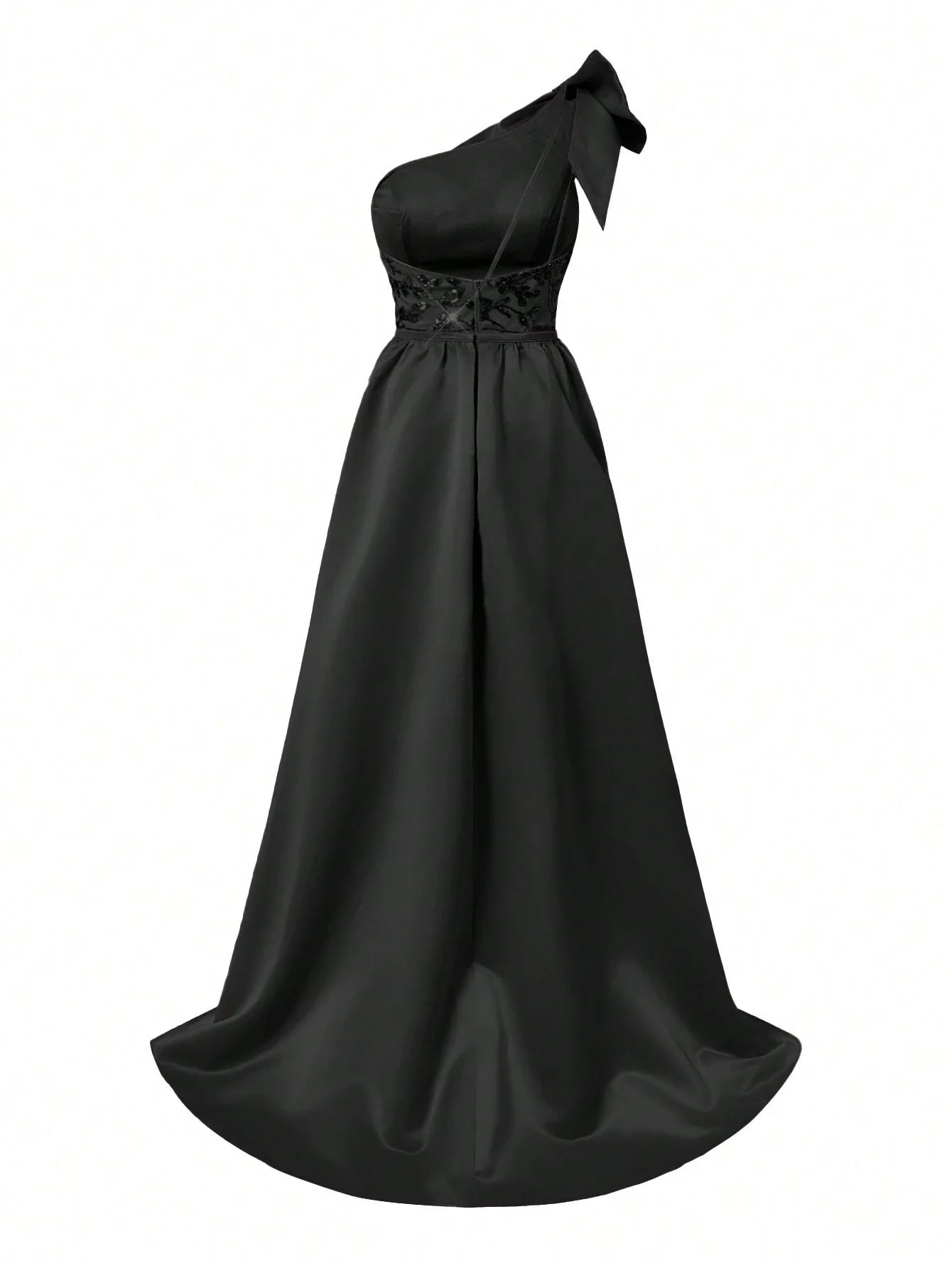 Belle Women's Gorgeous Sequin Shoulder Bowknot Maxi Evening Dress