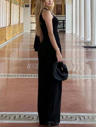 Asymmetric Collar Sleeveless Dress