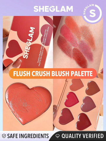 SHEGLAM Flush Crush Cream Blush Palette-Blushing Bouquet 6-Color Creamy