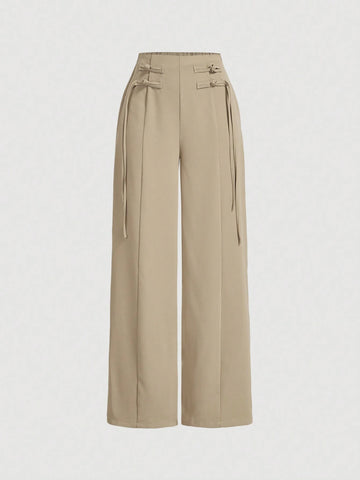 MOD Khaki Slim-Fitting Straight-Leg Pants With Buckle