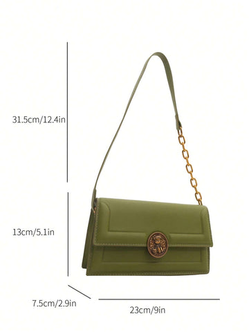 Fashion Solid Color Vintage Metal Lock Buckle Bag