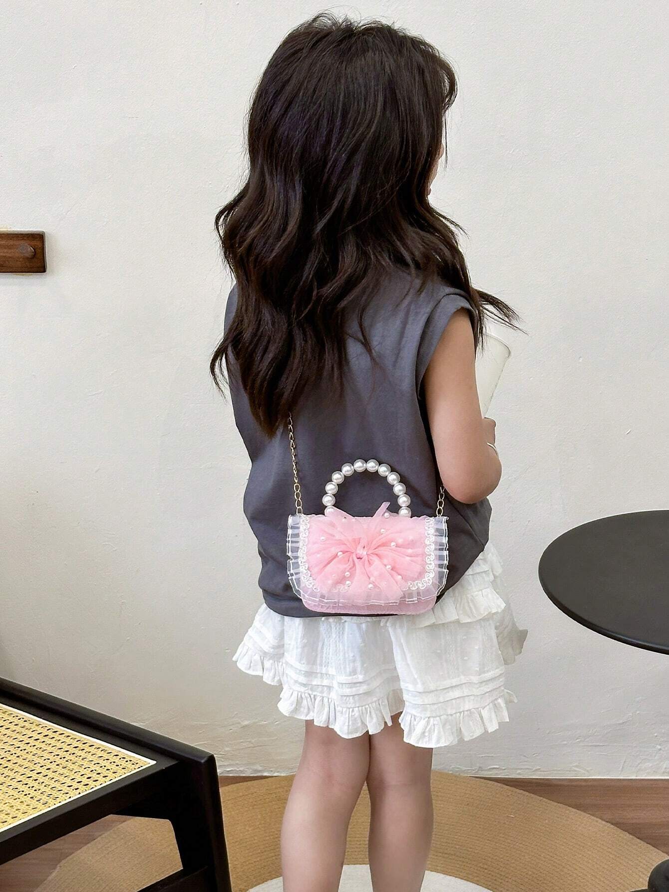 Mini Glitter Decorated Fashion Faux Pearl Satchel For Evening Party