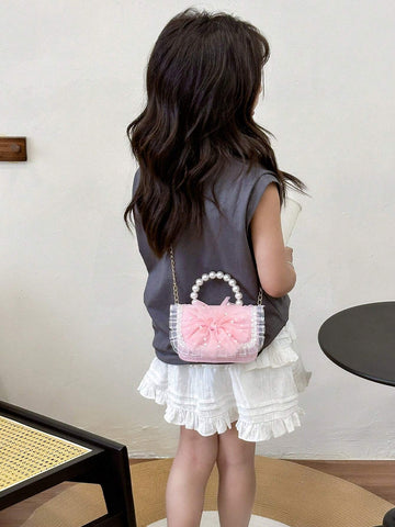 Mini Glitter Decorated Fashion Faux Pearl Satchel For Evening Party