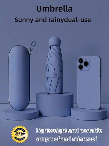 1pc UV Protection Mini Umbrella, Portable Pocket Umbrella With UV Coating, 6-Rib Reinforced And Pocket Sized Sun Umbrella