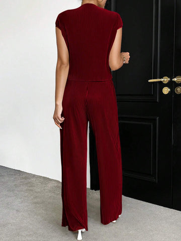 Essnce Women's Batwing Sleeve Top And Wide Leg Pants Set