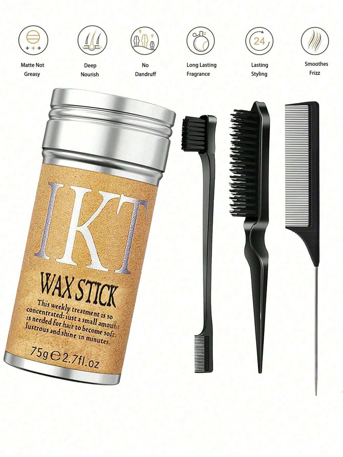 IKT IKT Hair Wax Stick, Hair Smoothing Wax Stick, Flyaway Hair Wax Stick, Hair Gel Stick, Non-Greasy Styling Hair