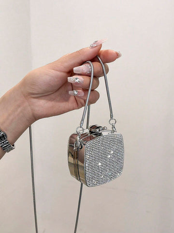 Mini Metallic Chain Box Bag, Funky, Punk & Bag For Street Wear