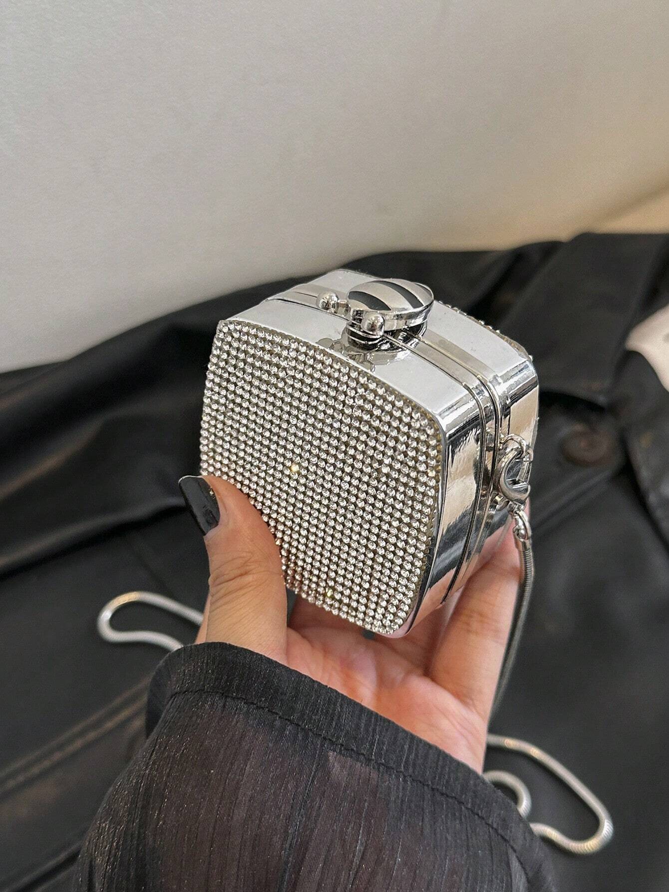 Mini Metallic Chain Box Bag, Funky, Punk & Bag For Street Wear