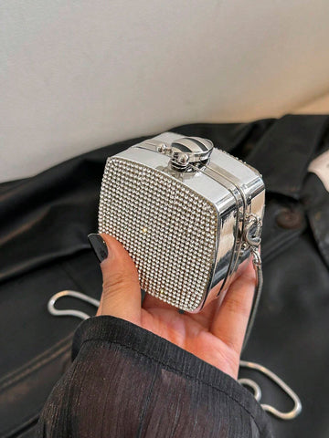 Mini Metallic Chain Box Bag, Funky, Punk & Bag For Street Wear