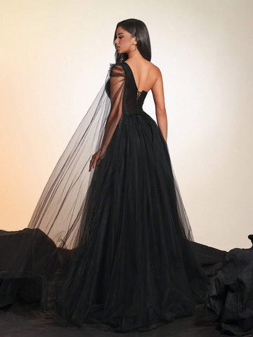 VIPGIRL VIPGIRL Elegant Long Sequined Mesh Evening Gown For Women