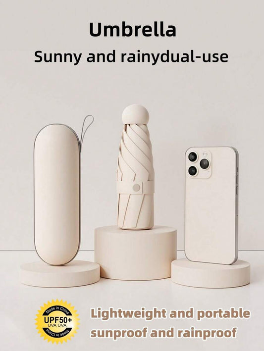 1pc UV Protection Mini Umbrella, Portable Pocket Umbrella With UV Coating, 6-Rib Reinforced And Pocket Sized Sun Umbrella