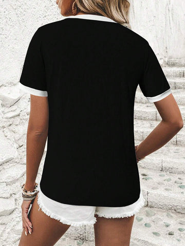 Contrast Trim Slim Fit Short Sleeve T-shirt