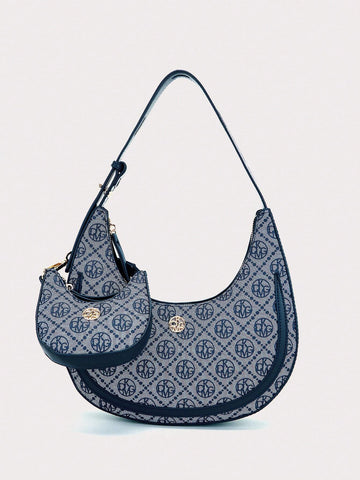 ANESSAMAY&DKMG 2pcs/Set Silk Printed Letter Pattern Combination Bag Strap Adjustable