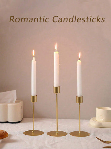 Romantic European Home Candlelight Dinner Wedding Decoration,Taper Candlestick Holders Metal Candle Stick Holders