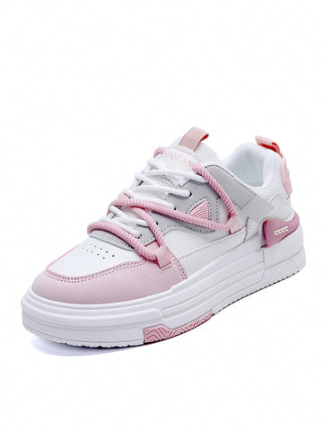 1 Pair Women's Fashionable Casual Lightweight Sneakers, Versatile Student Wear