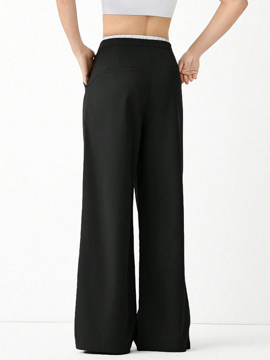 EZwear Women's Lace-Up Pleated Casual Daily Wear Long Pants