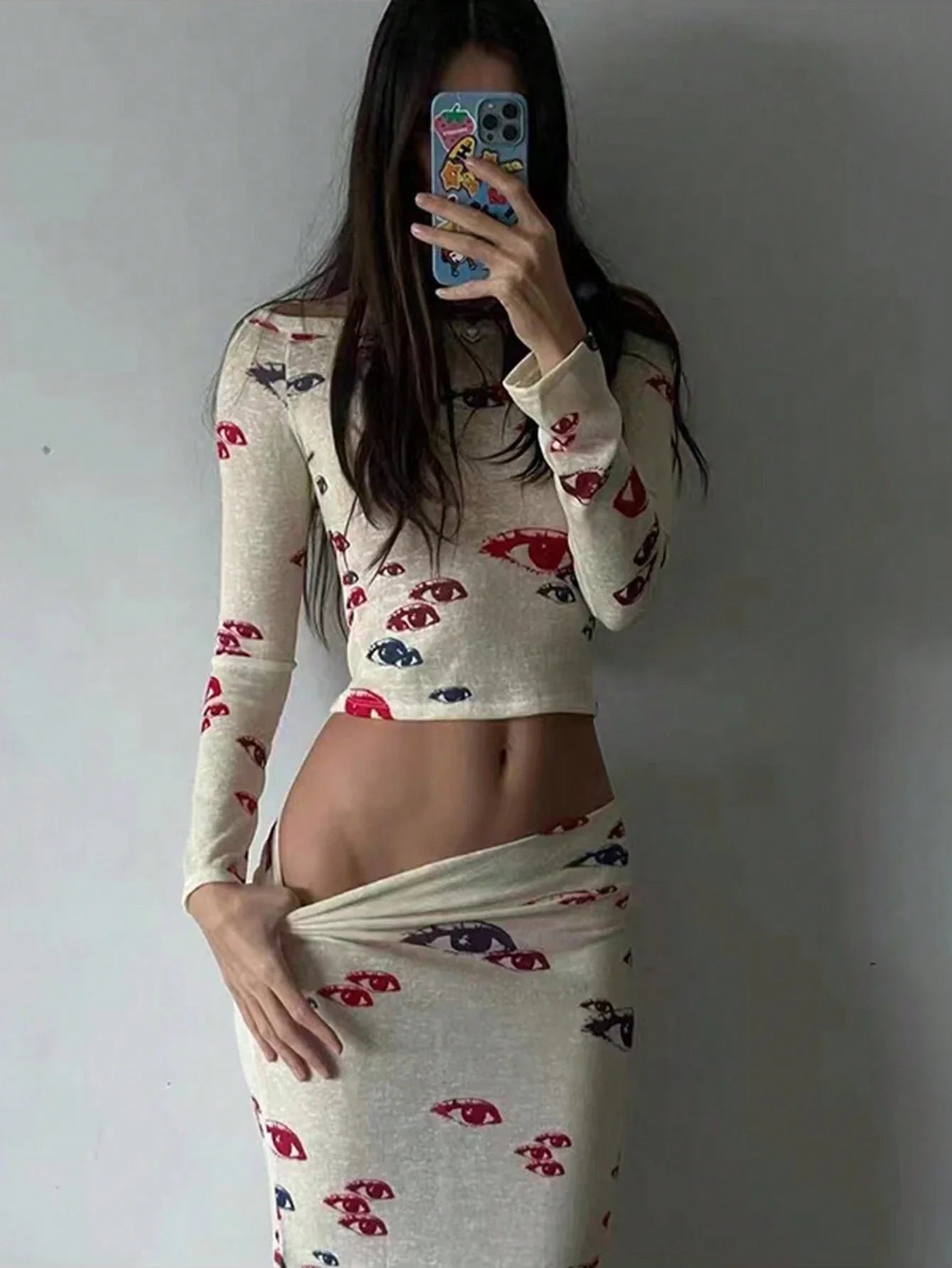 EZwear Ladies' Solid Color Simple Daily Strapless Top And Skirt