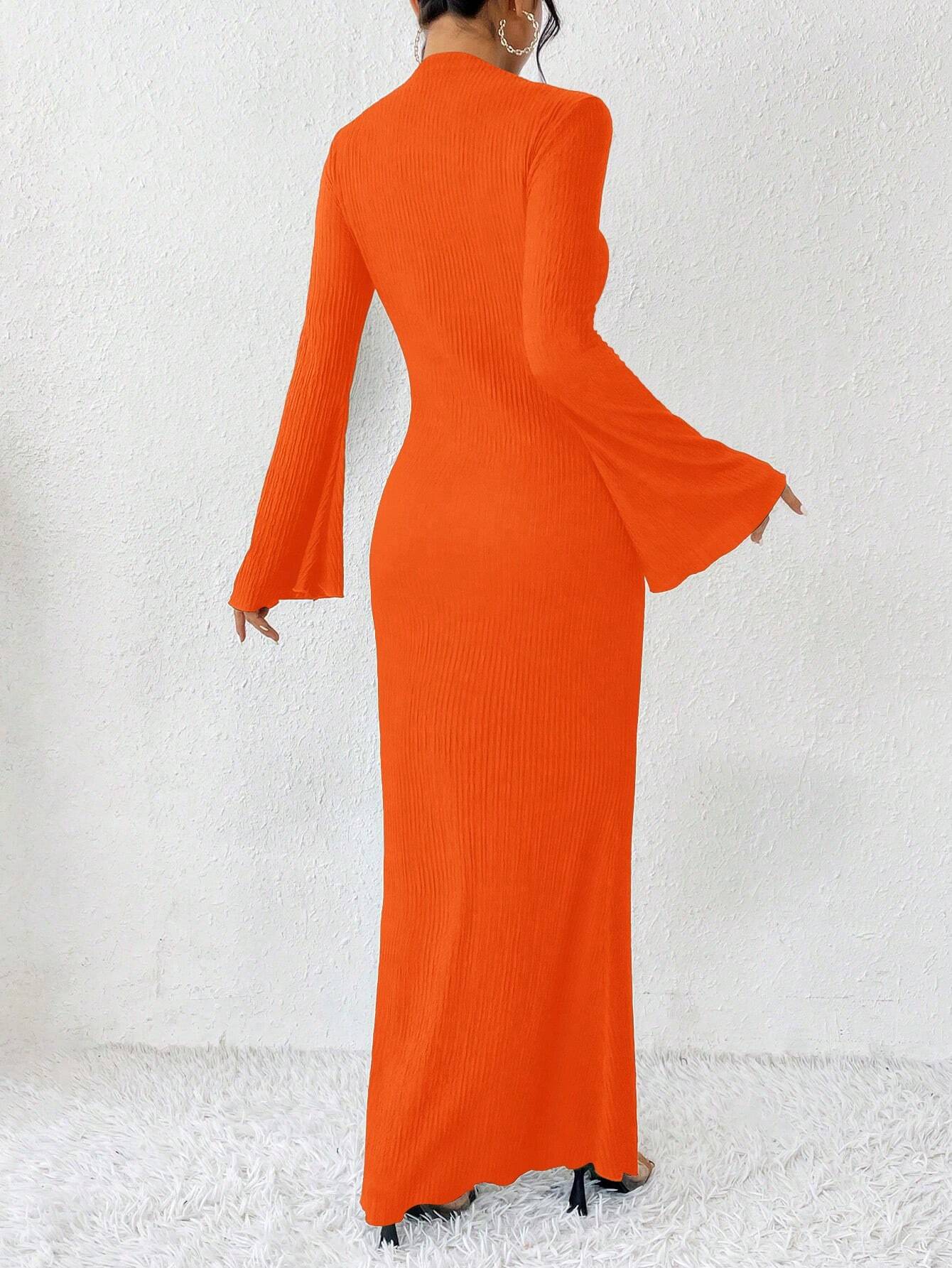 Raffinéa Solid Color Trumpet Sleeve Mermaid Dress