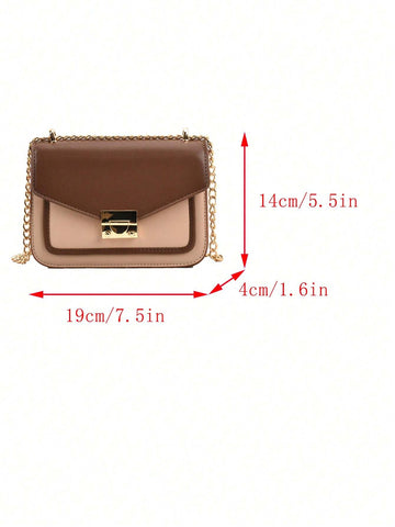 Mini Push Lock Chain Decor Flap Square Bag Shoulder Bag