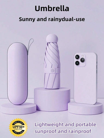 1pc UV Protection Mini Umbrella, Portable Pocket Umbrella With UV Coating, 6-Rib Reinforced And Pocket Sized Sun Umbrella