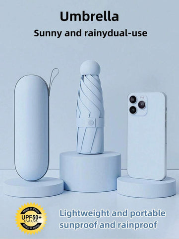 1pc UV Protection Mini Umbrella, Portable Pocket Umbrella With UV Coating, 6-Rib Reinforced And Pocket Sized Sun Umbrella