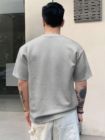 Stylish Solid Color Printed Label Adhesive Summer Short Sleeve T-Shirt