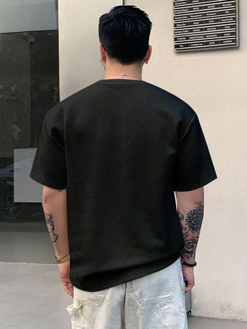 Stylish Solid Color Printed Label Adhesive Summer Short Sleeve T-Shirt
