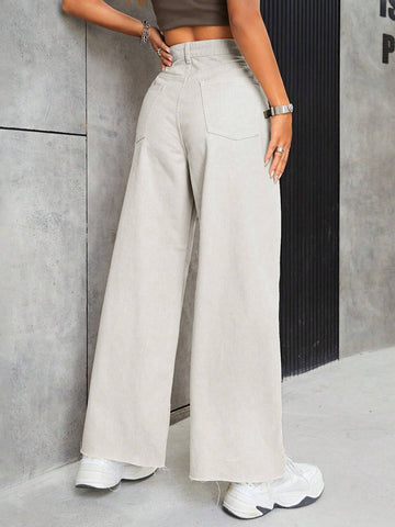 EZwear Women's Casual Daily Wear Wide Leg Denim Pants