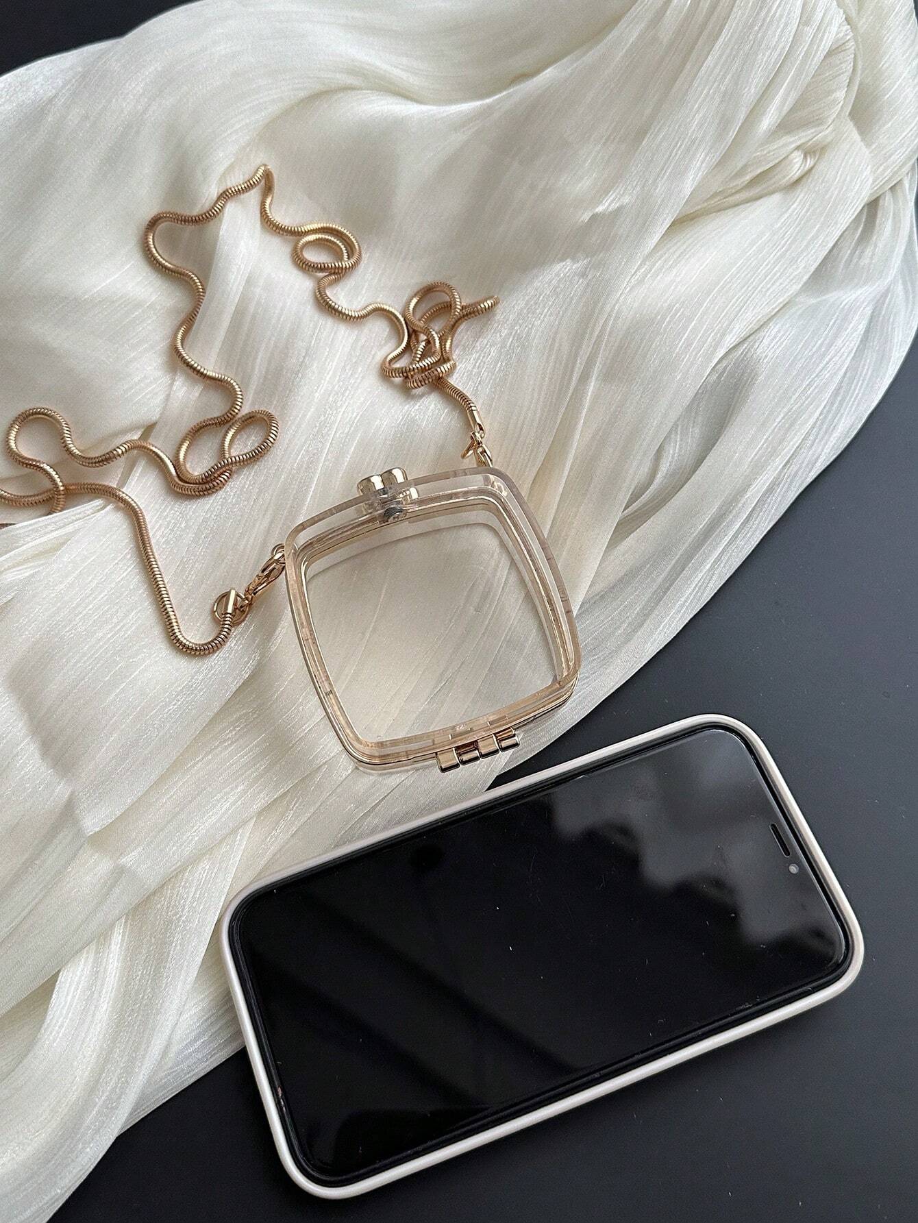 Mini Metallic Chain Box Bag, Funky, Punk & Bag For Street Wear