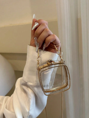Mini Metallic Chain Box Bag, Funky, Punk & Bag For Street Wear