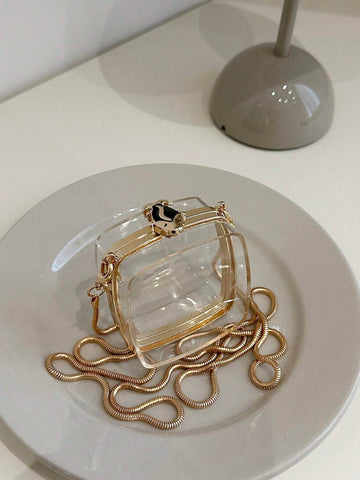 Mini Metallic Chain Box Bag, Funky, Punk & Bag For Street Wear