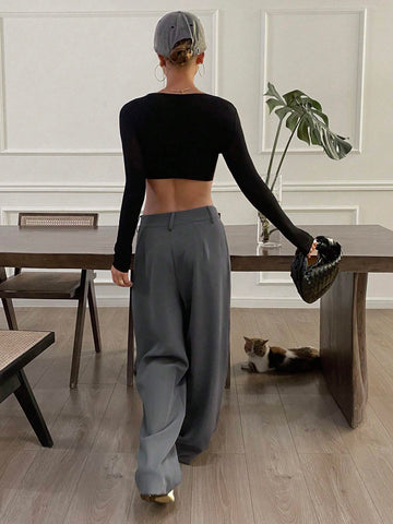 DAZY Women Solid Color Daily Wear Straight Leg Pants