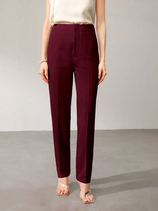 MOTF PREMIUM SOLID ZIP FLY SEAM FRONT TAPERED LEG SUIT PANTS
