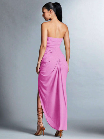 BAE High Slit Strapless Dress