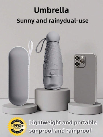 1pc UV Protection Mini Umbrella, Portable Pocket Umbrella With UV Coating, 6-Rib Reinforced And Pocket Sized Sun Umbrella