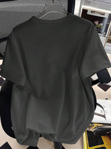 EZwear Oversized Casual Cherry Pattern Round Neck Short Sleeve T-Shirt