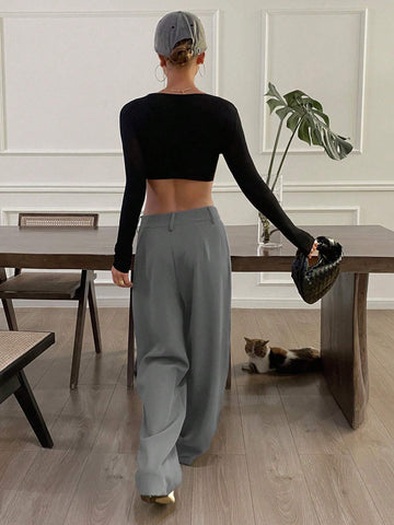 DAZY Women Solid Color Daily Wear Straight Leg Pants