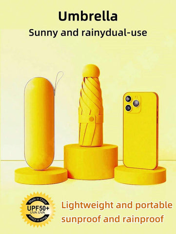 1pc UV Protection Mini Umbrella, Portable Pocket Umbrella With UV Coating, 6-Rib Reinforced And Pocket Sized Sun Umbrella