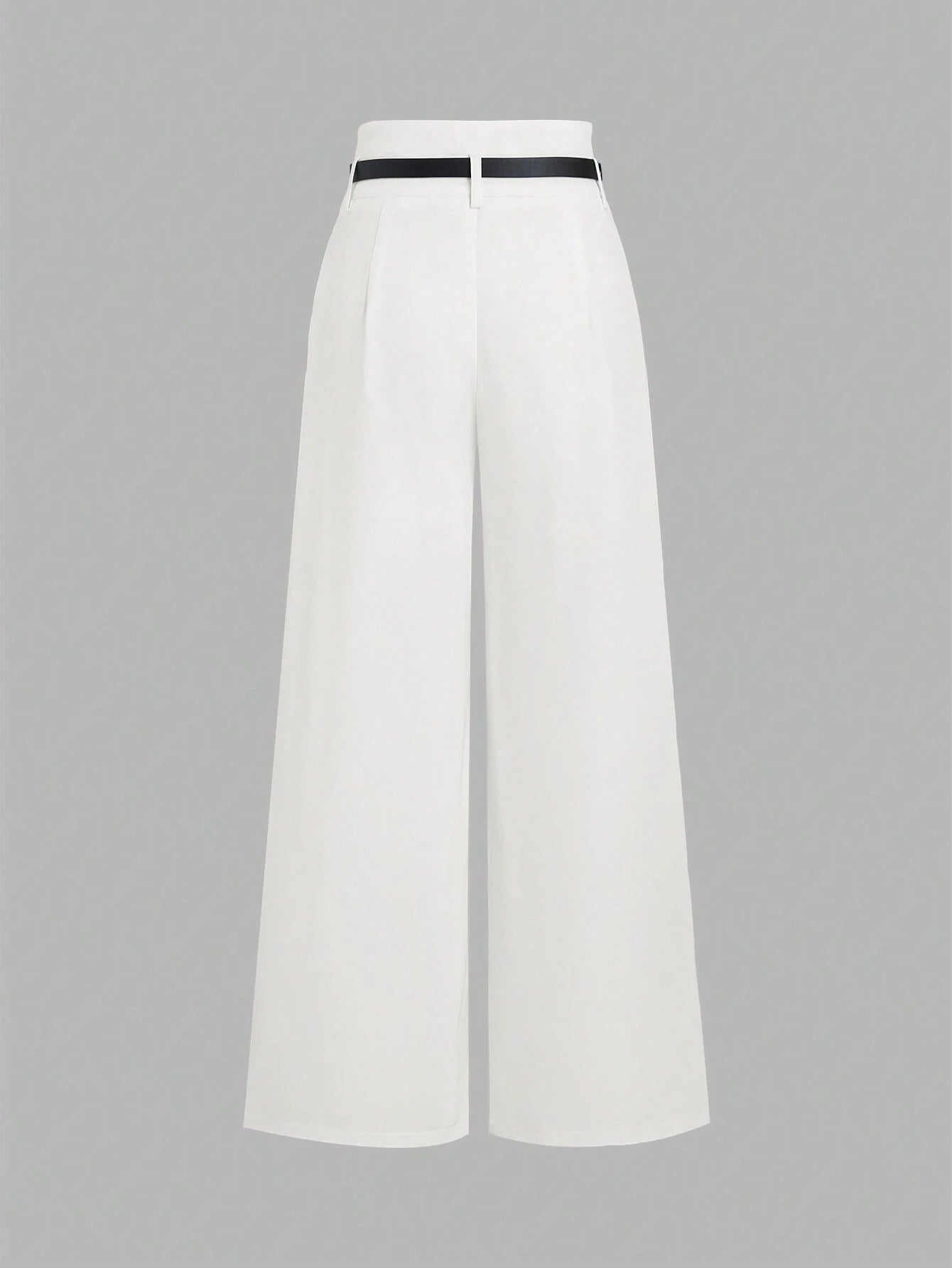 MOD Waist Belted Solid Color Wide-Leg Suit Pants