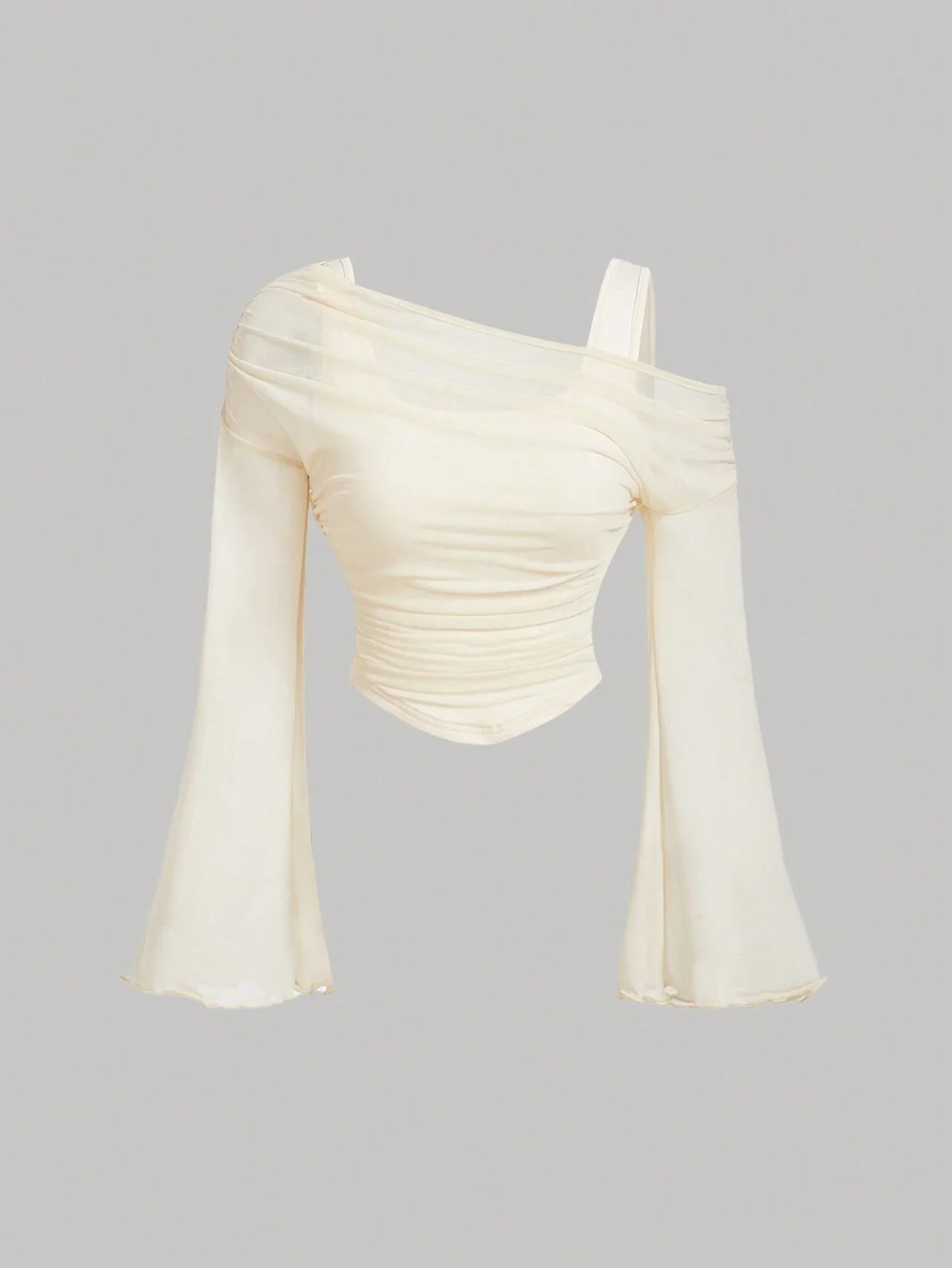 MOD Off-Shoulder Mesh 2in1 Trumpet Sleeve Long Sleeve