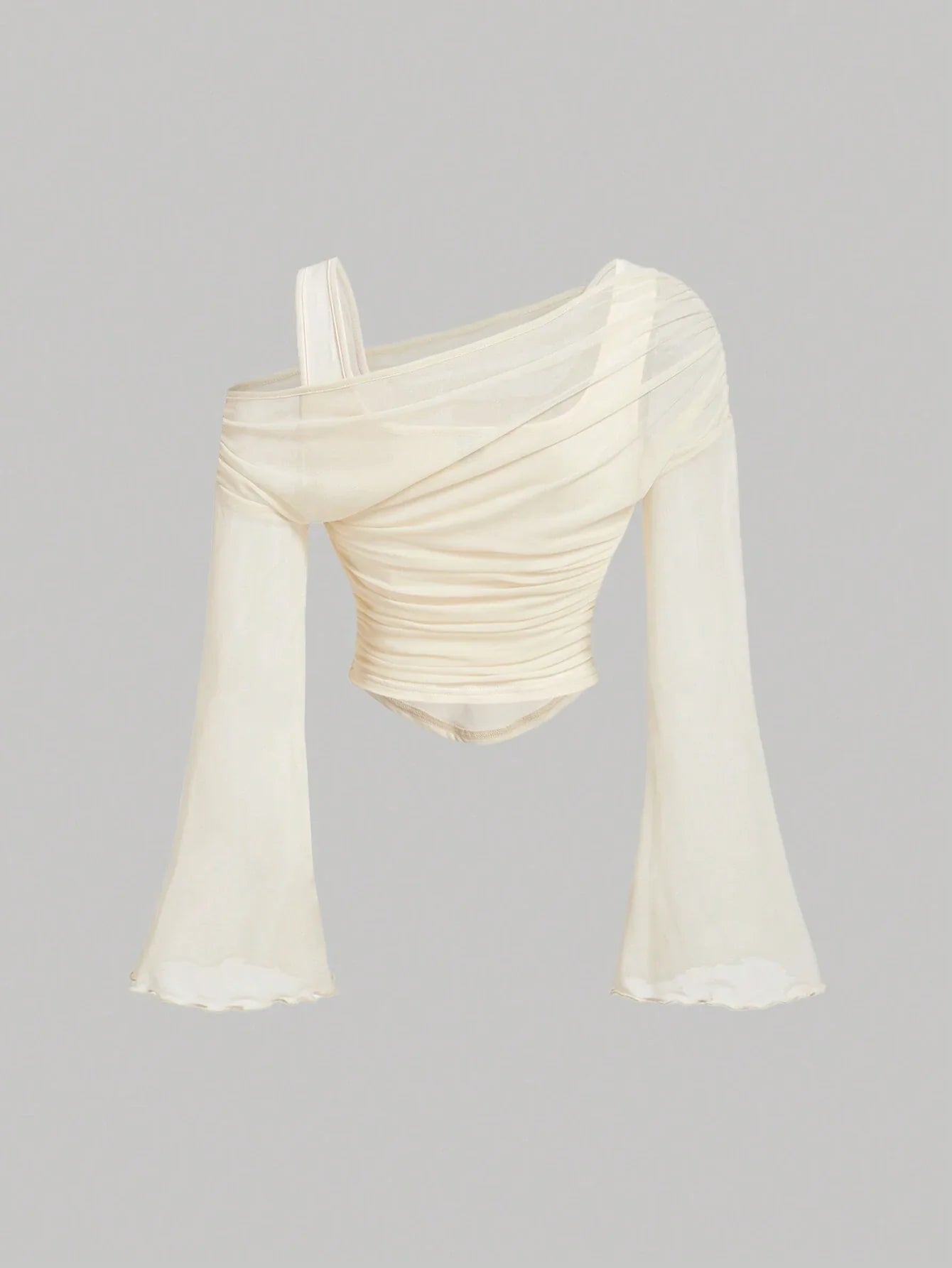 MOD Off-Shoulder Mesh 2in1 Trumpet Sleeve Long Sleeve