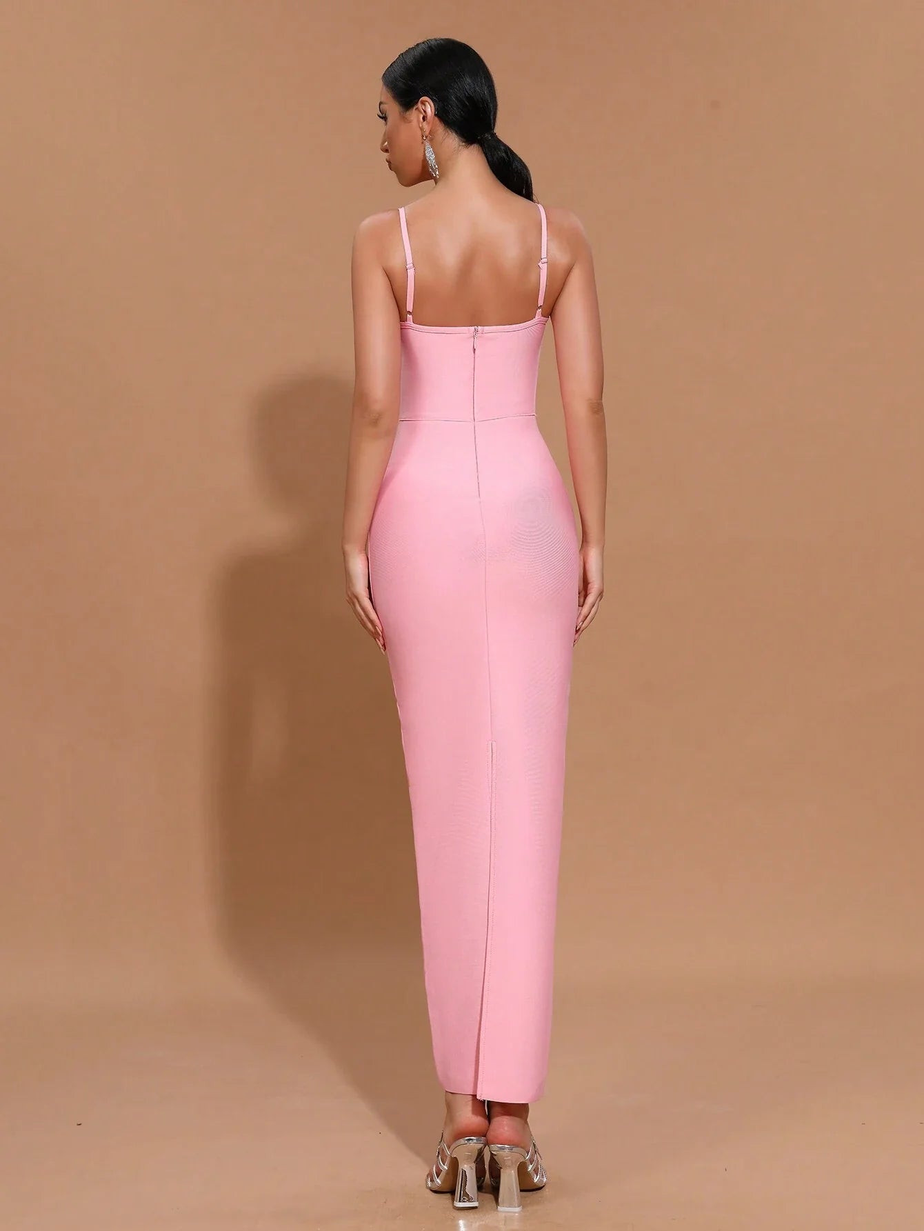 Modphy New Sexy Sleeveless 3D Floral Bodycon Bandage Long Maxi Cocktail Party Dress