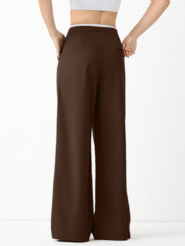 EZwear Women's Lace-Up Pleated Casual Daily Wear Long Pants