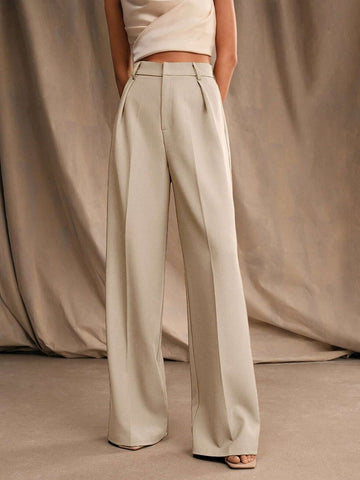 Anewsta Mélange High Waisted Wide Leg Suit Trousers