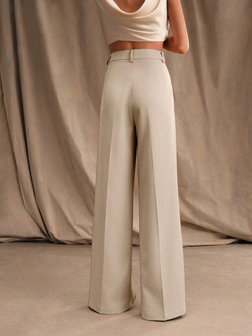 Anewsta Mélange High Waisted Wide Leg Suit Trousers