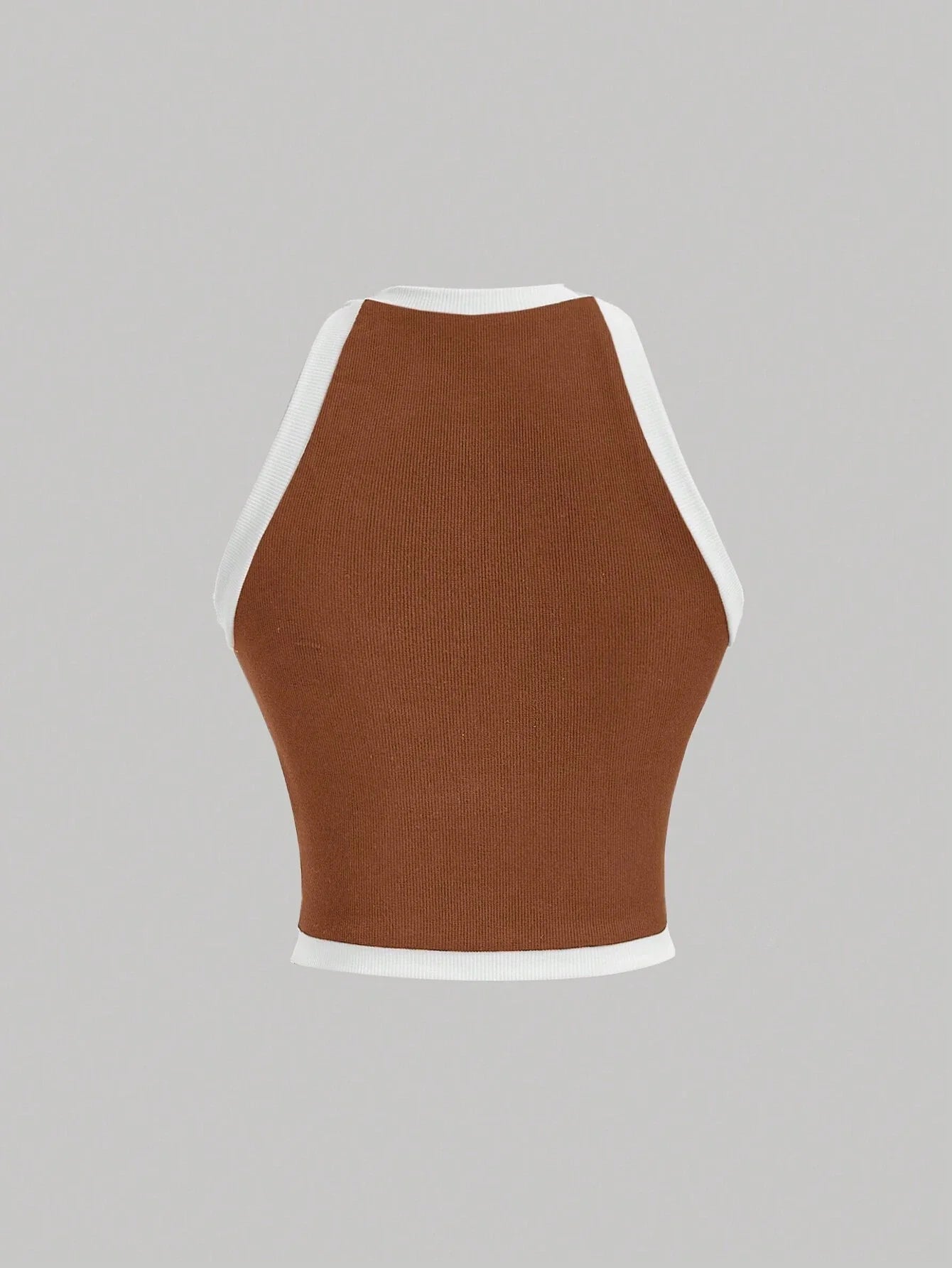MOD White Color Block Button Decorated Rolled Hem Tank Top