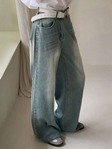 DAZY Women Casual Distressed Wide-Leg Jeans