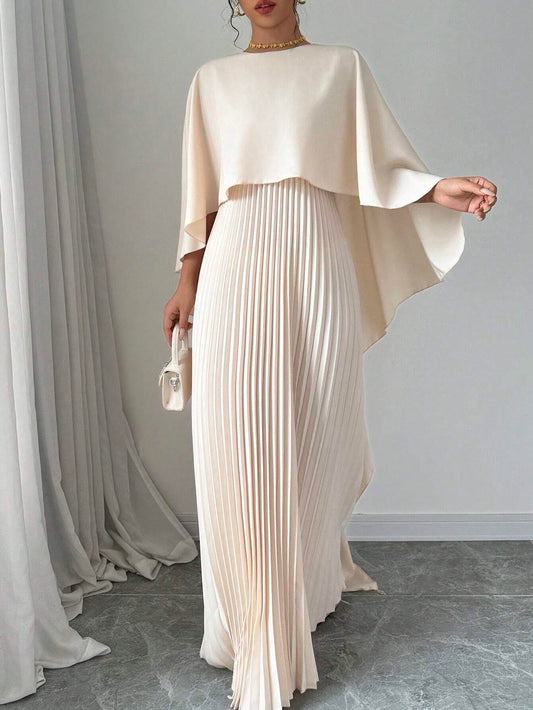 Priv� Women Elegant Solid Color Minimalist Casual Poncho Sleeve Dress