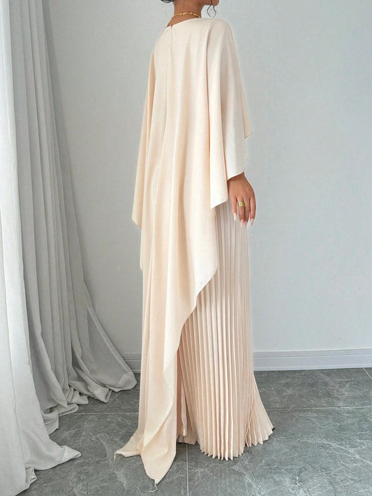Priv� Women Elegant Solid Color Minimalist Casual Poncho Sleeve Dress
