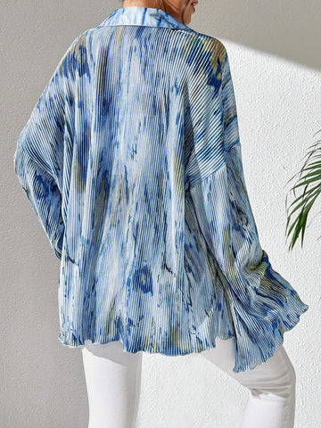 Commute Random Floral Print Flare Sleeve Shirt